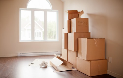 Furniture being prepared for transport during an Acton house move